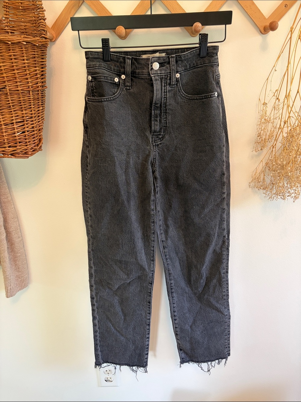 Madewell Curvy Perfect Vintage Jean,  High-Waist, Black, Frayed Hem